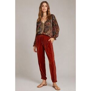 Johnny Was JWLosAngeles Velvet Joggers Orange Silk Blend‎ Embroidered Medium